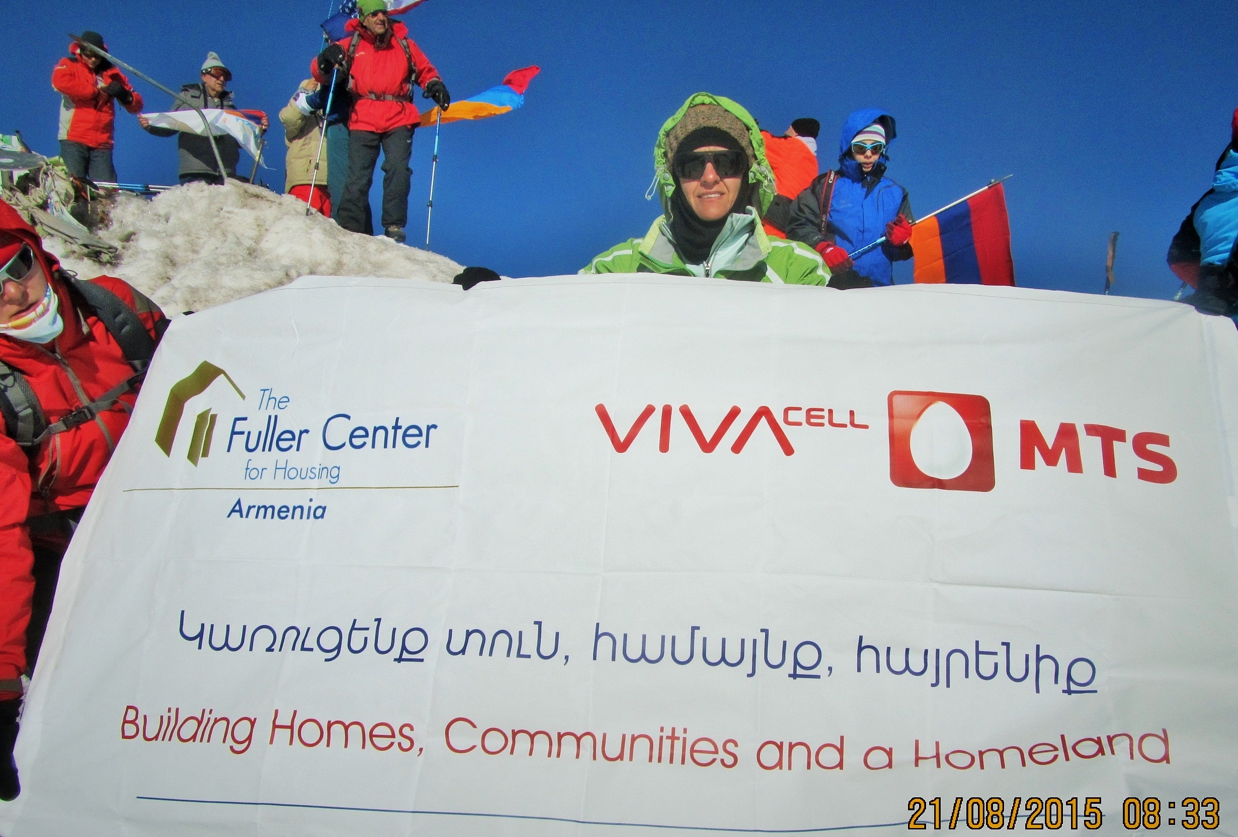 Fuller Center for Housing Armenia Honors the 10th Anniversary of its Largest Partner by Raising the Partnership Flag on the Top of Biblical Mt. Ararat, 5165m High